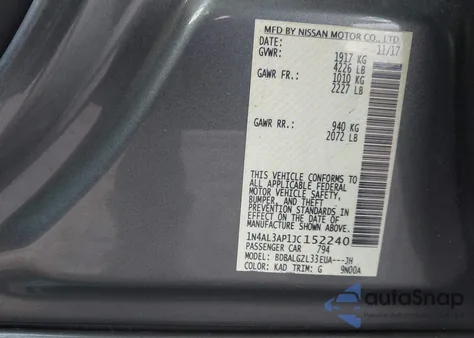 2018 Nissan Altima 2.5 S z USA, uszkodzony, nr VIN 1N4AL3AP1JC152240